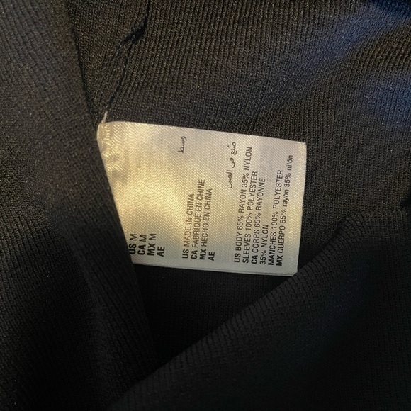 INC International Concepts Black Long Sheer Sleeve Blouse - Picture 6 of 7